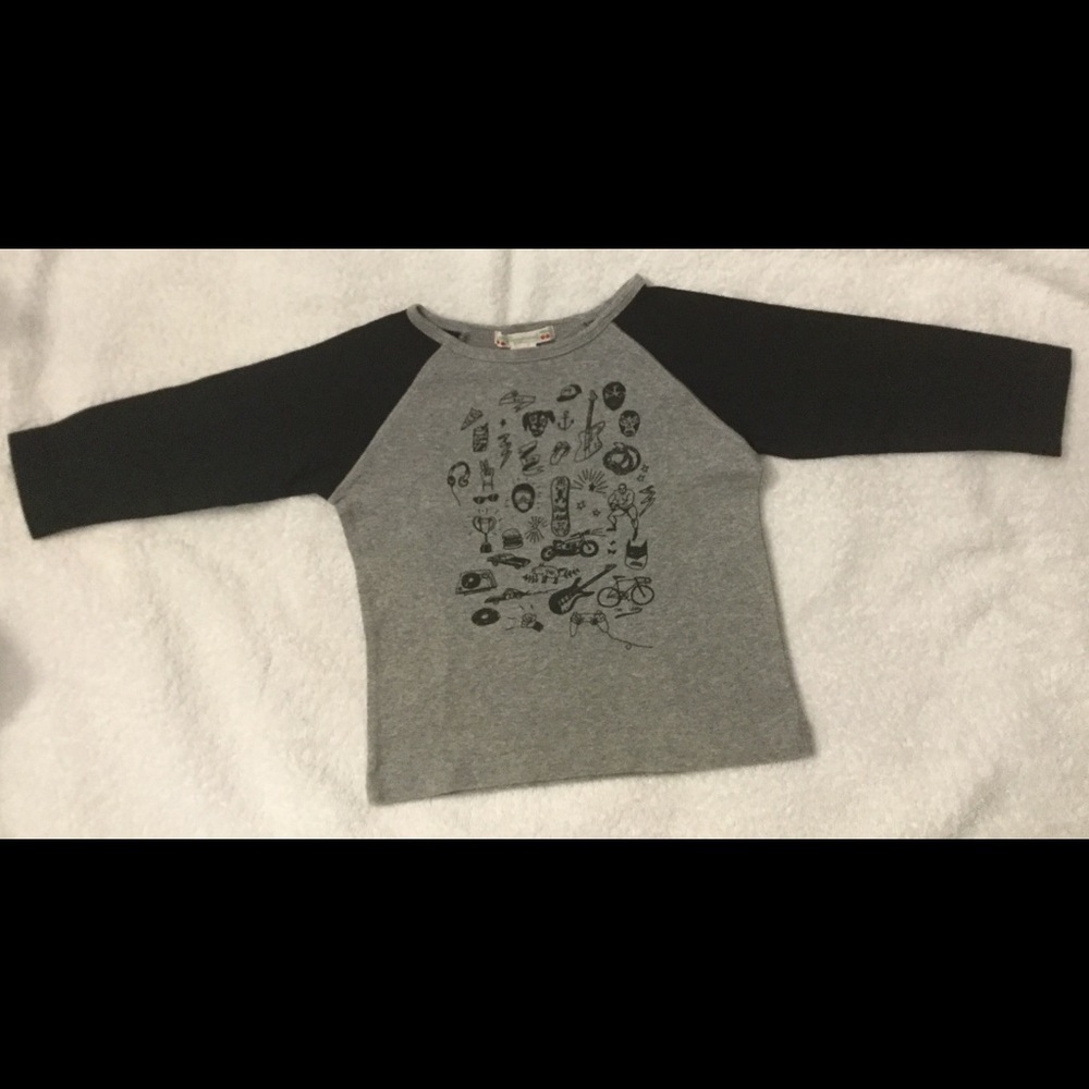 Bonpoint boys long sleeve printed grey tee-Sz 2